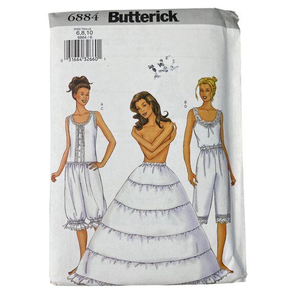 Butterick 6884 Camisole Pantaloons Petticoat Sewing Pattern Sizes 6-10 UNCUT - Picture 1 of 6
